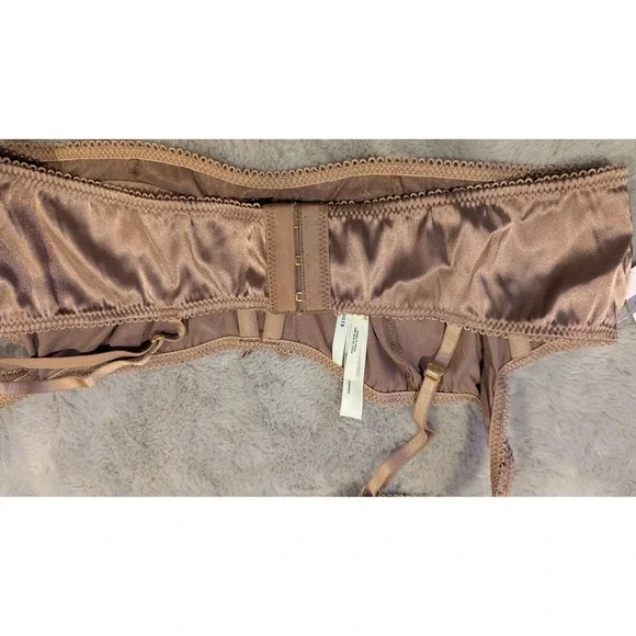 Anthropologie Satin Garter Bra Top Bronze Mesh Lace Straps Adjustable S - Picture 6 of 6